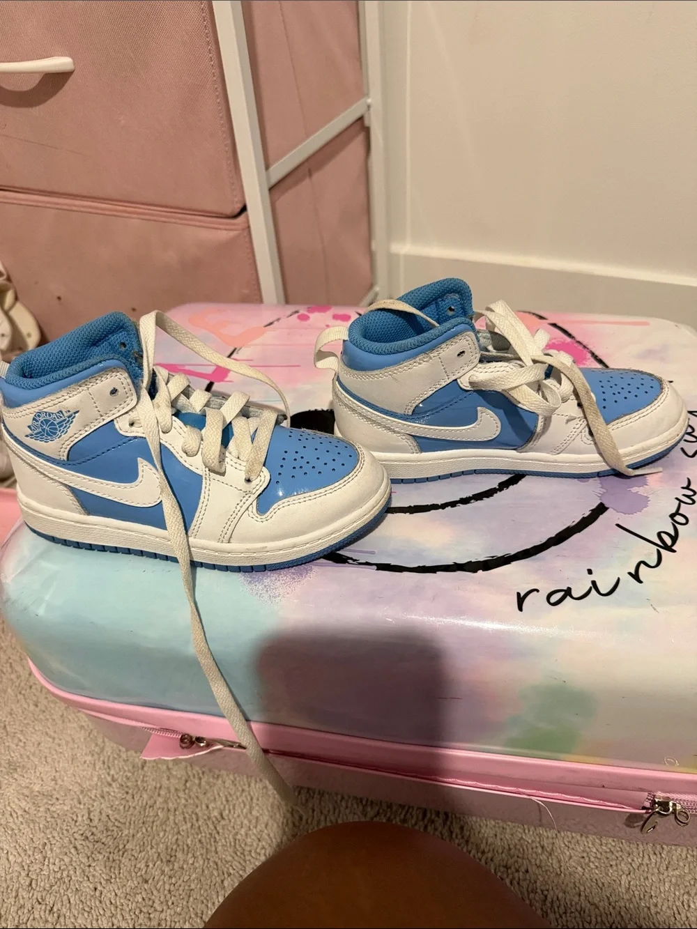 Jordan Kids White and Blue Low-Top Sneakers